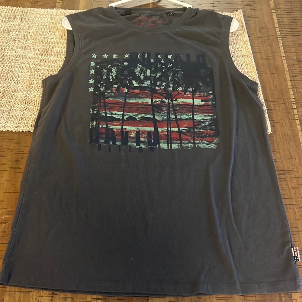 Mens Medium Tank Buffalo David Bitton Beach Flag Print